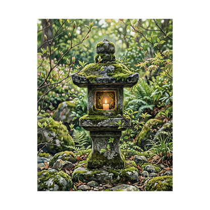 Stone Lantern Wall Art Print | Spring Japandi Japanese Pattern Art