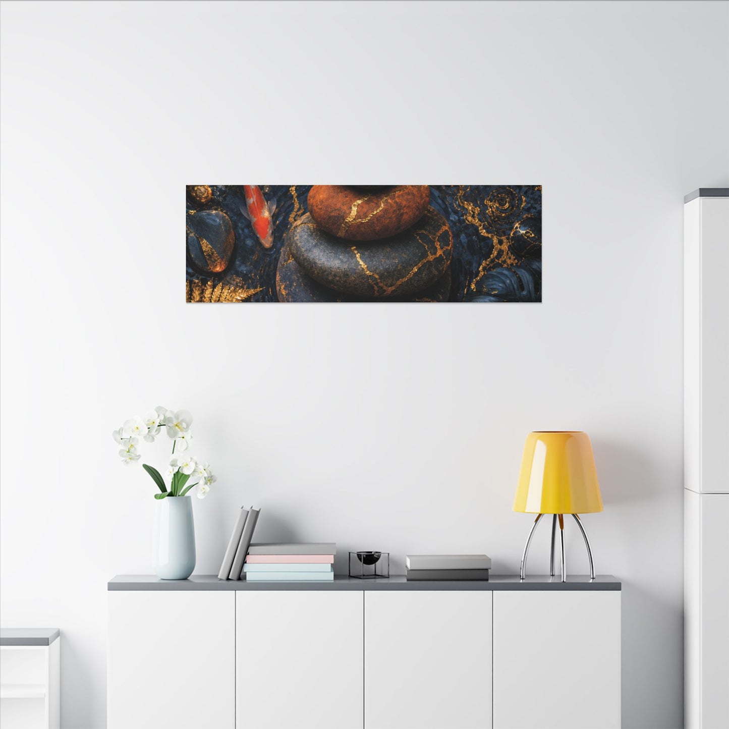 Summer River Stones Gold Vein Canvas Art | Resilient Decor