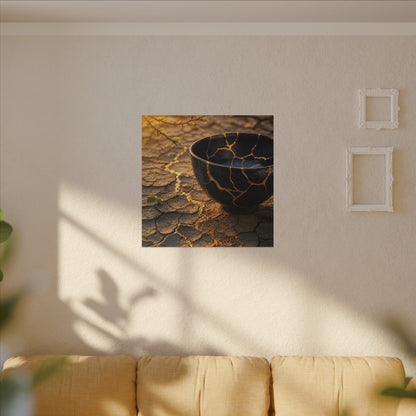 Golden Hour Cracked Earth Canvas Art - Kintsugi Fukinsei