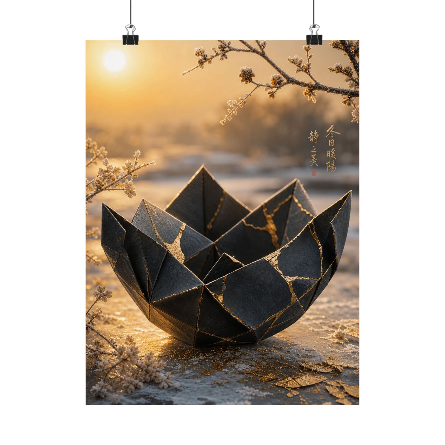 Paper Fold Gold Repair Wall Art Print | Resilient Kintsugi Art