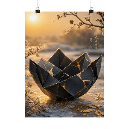 Paper Fold Gold Repair Wall Art Print | Resilient Kintsugi Art