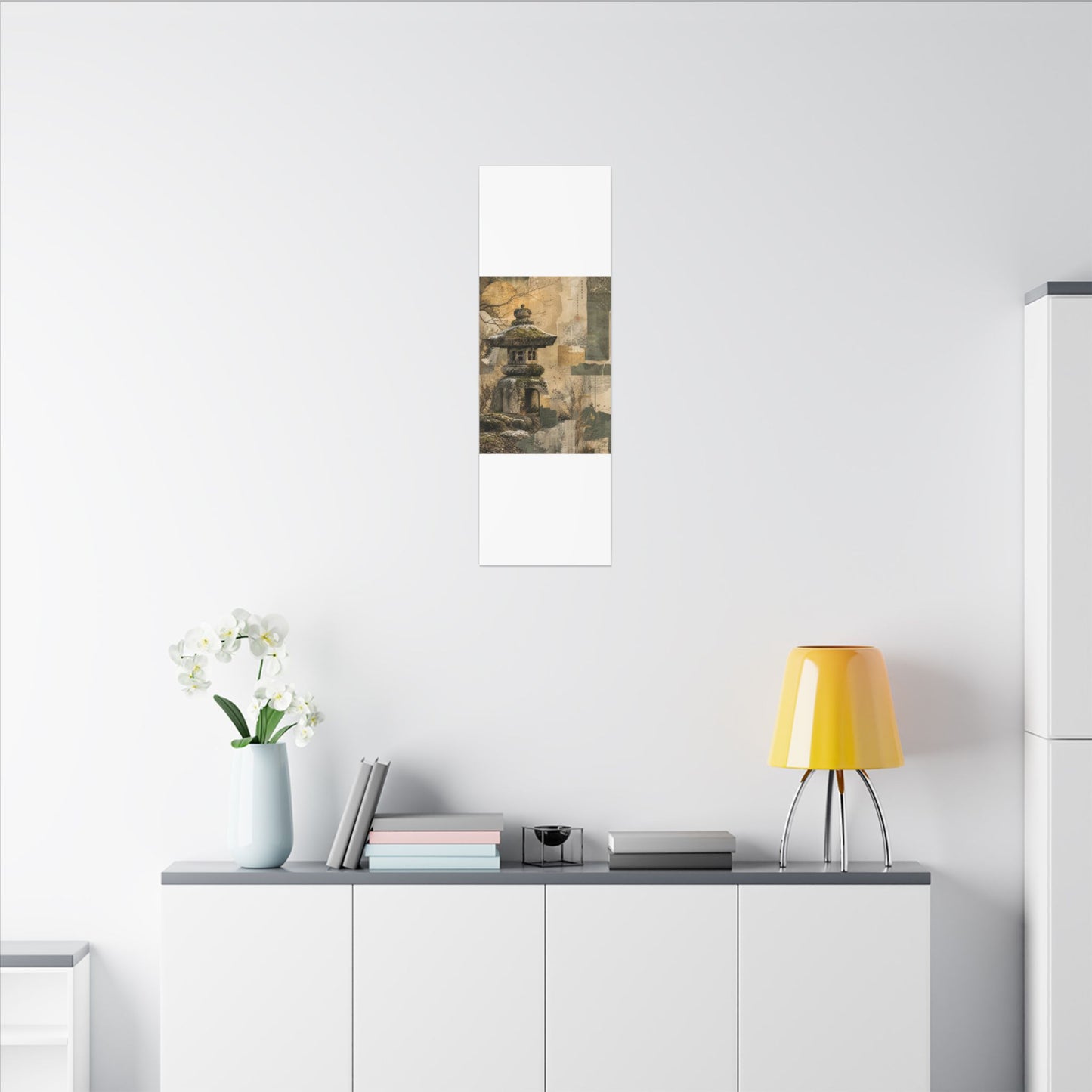 Elegant Stone Lantern Canvas Art - Texture Japandi