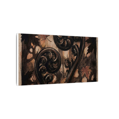 Mono No Aware Fern Unfurling Canvas Art - Dark Japandi Charcoal Ink