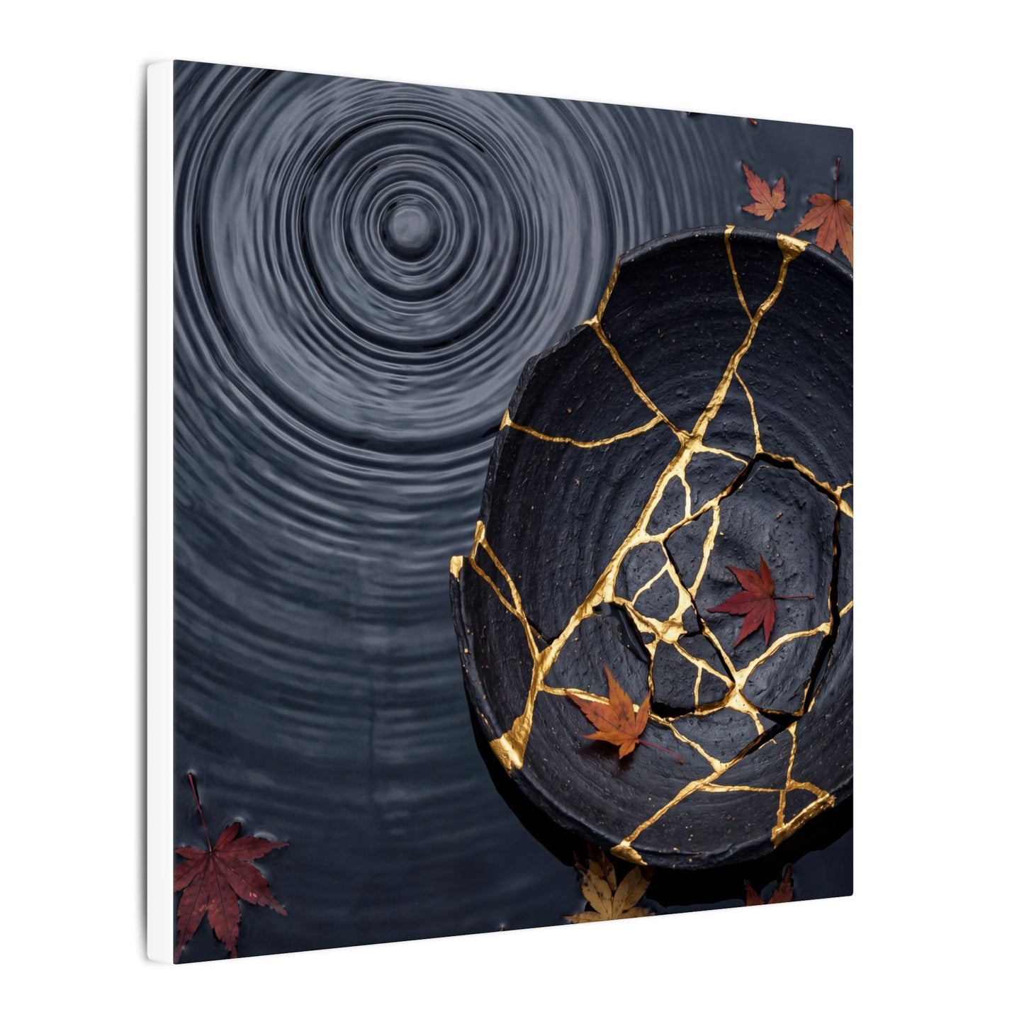 Philosophical Water Ripple Canvas Art - Gold Repair Kintsugi