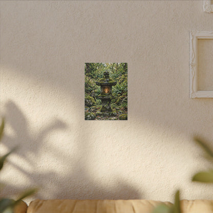 Neutral Stone Lantern Canvas Art - Japanese Pattern Japandi