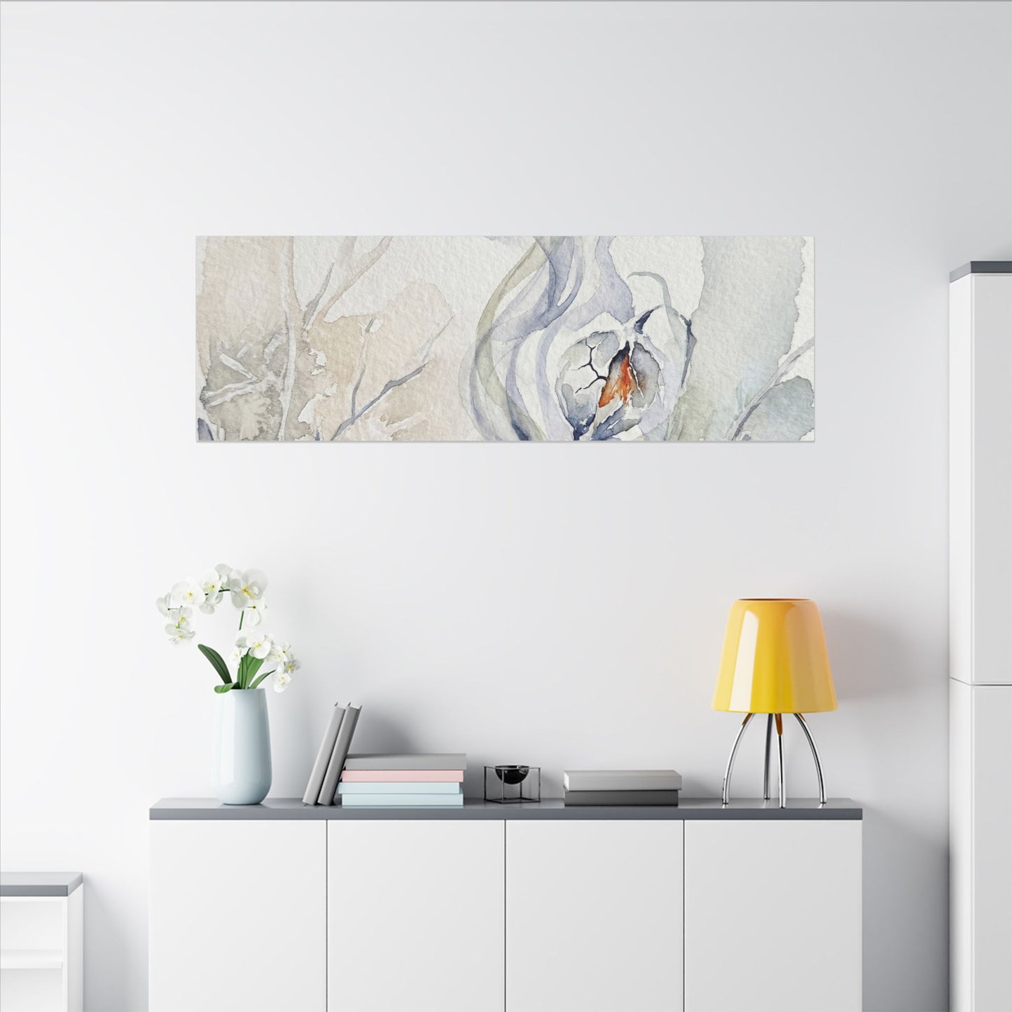 Earthy Incense Smoke Canvas Art - Watercolor Japandi