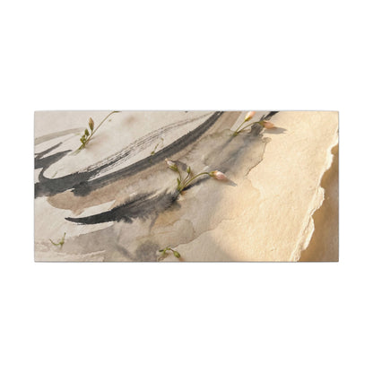 Ink Brushstroke Watercolor Canvas Art | Neutral Japandi Art