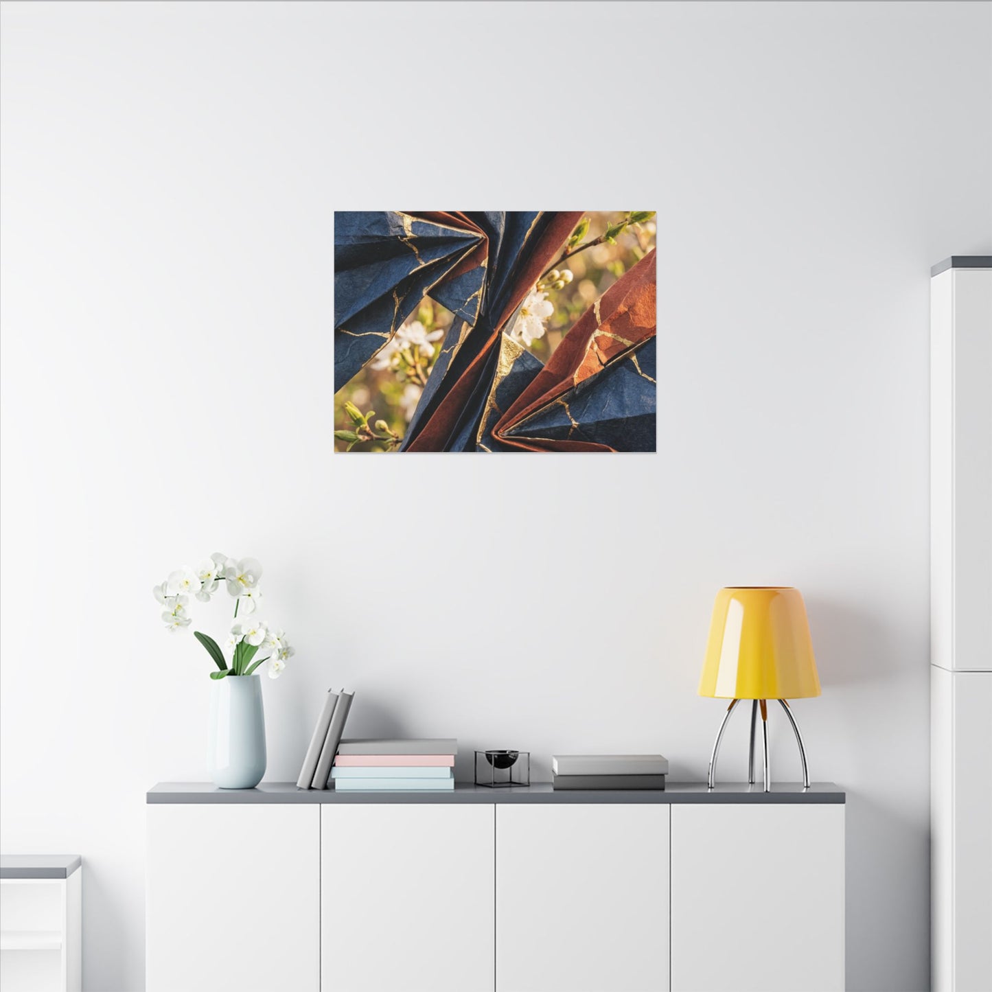 Kintsugi Paper Fold in Golden Hour | Crackle Gold Canvas Art