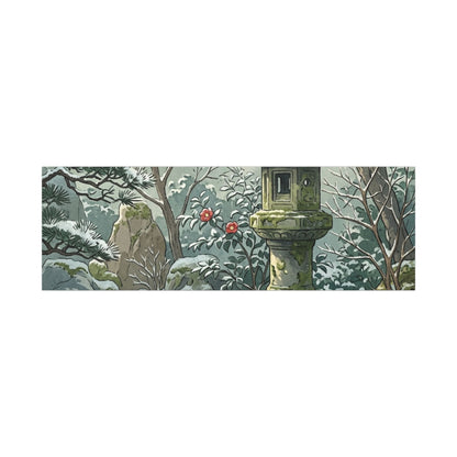 Stone Lantern Winter Canvas Art | Japandi Warm Design