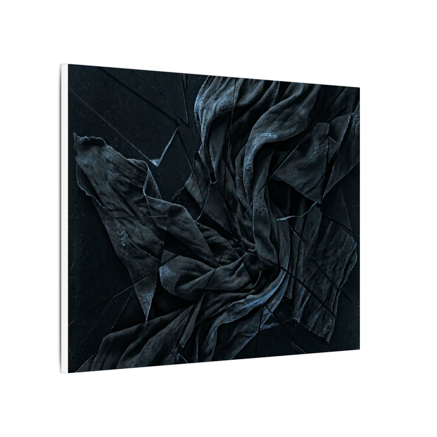 Dark Japandi Silk Drape in Moonlight | Moody Minimal Canvas Art