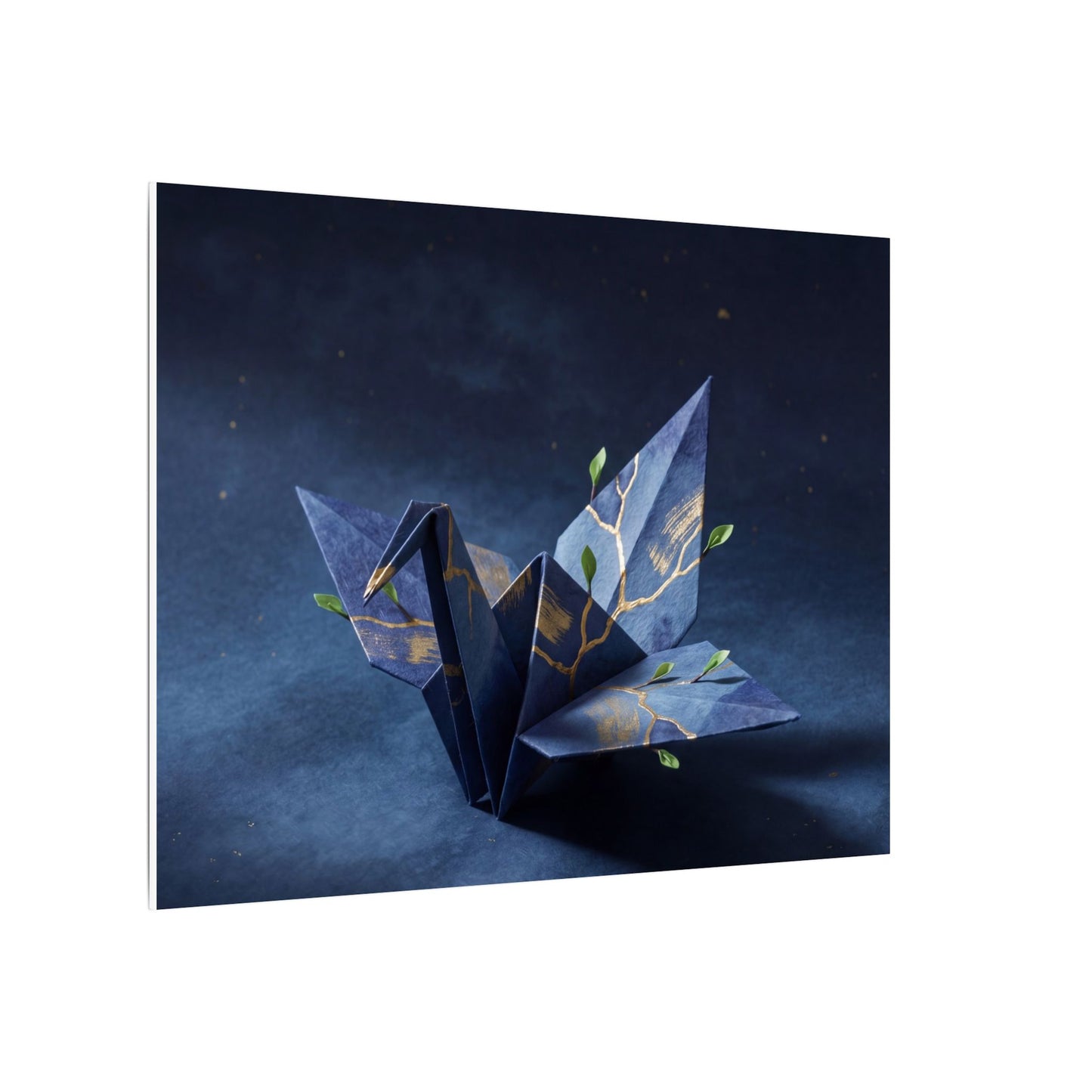 Kintsugi Paper Fold in Moonlight | Crackle Gold Canvas Art