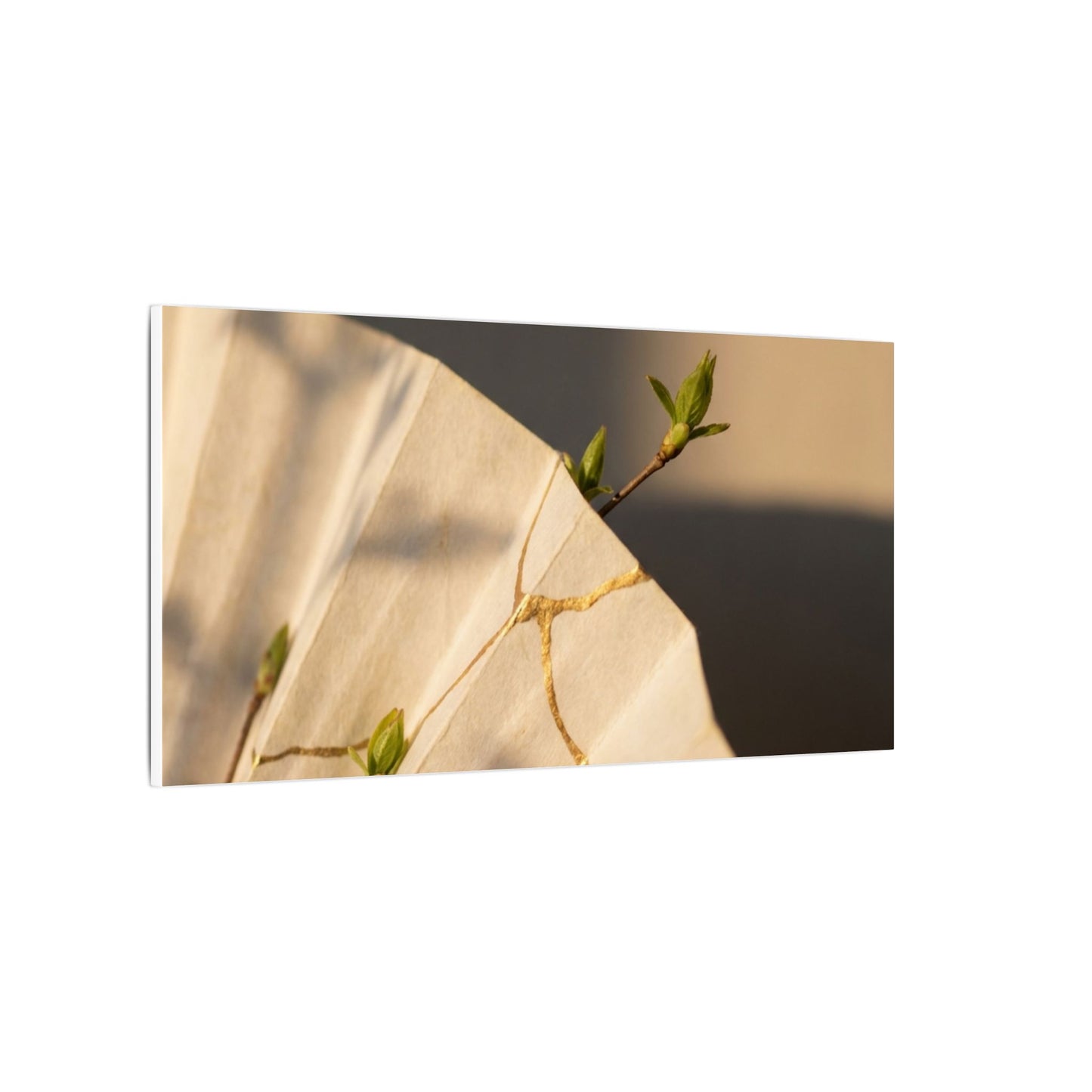 Paper Fold Gold Vein Canvas Art | Healing Kintsugi Art