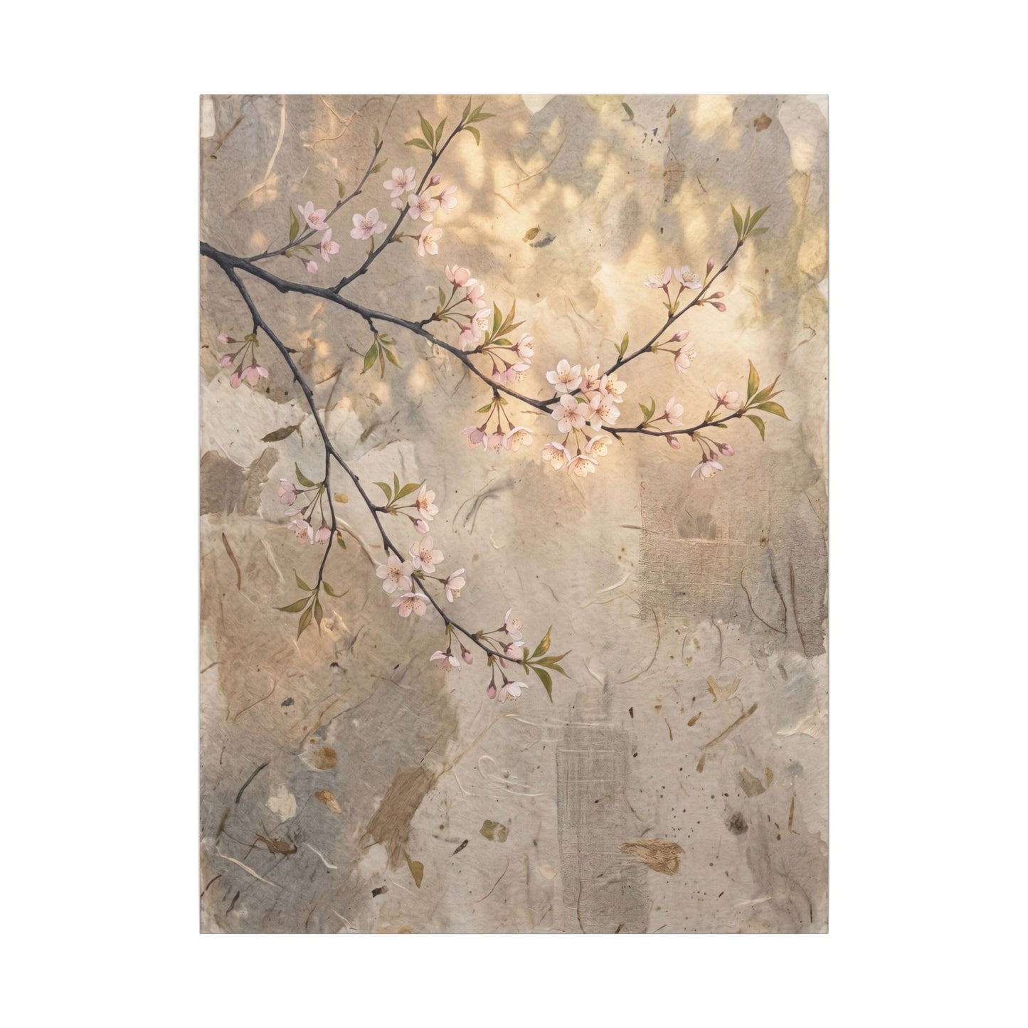 Summer Cherry Blossom Texture Canvas Art | Neutral Decor
