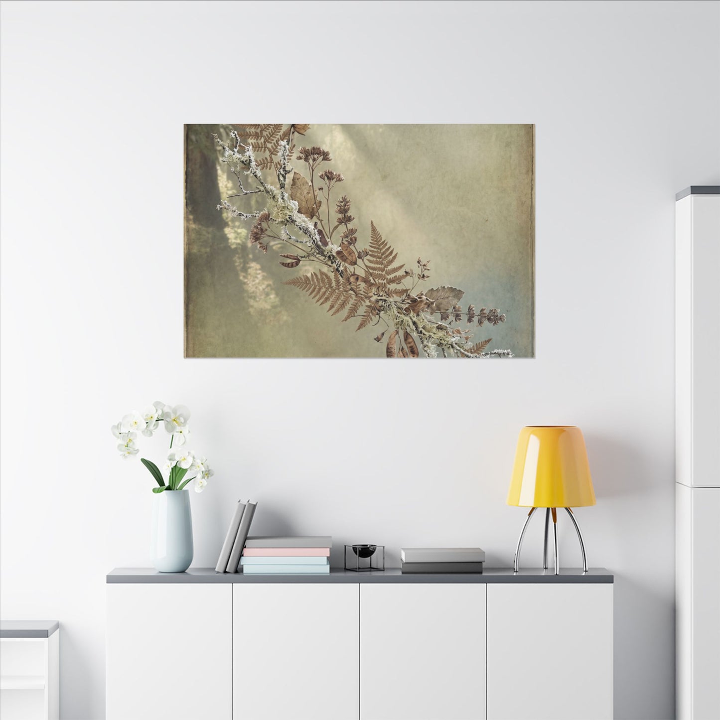 Winter Dried Flowers Forest Whimsy Canvas Art | Earthy Decor