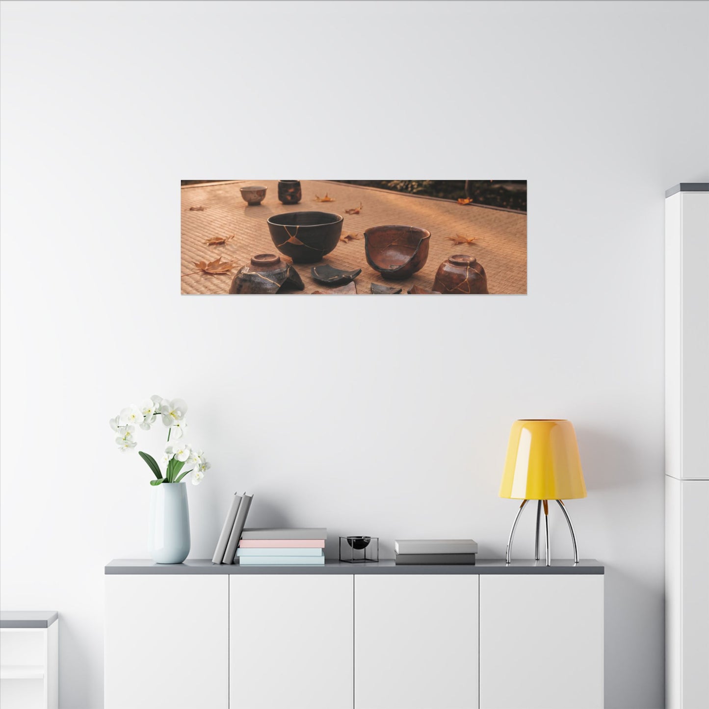 Golden Hour Tea Ceremony Canvas Art - Kintsugi Shibui