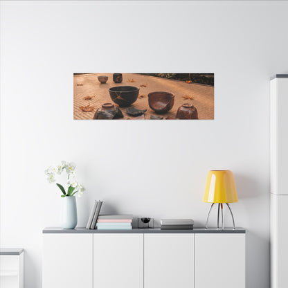 Golden Hour Tea Ceremony Canvas Art - Kintsugi Shibui