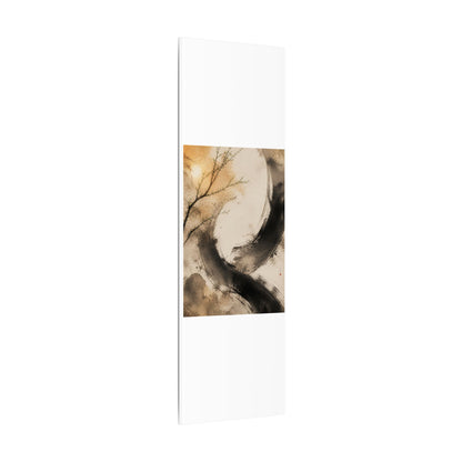 Japandi Ink Brushstroke in Golden Hour | Watercolor Canvas Art