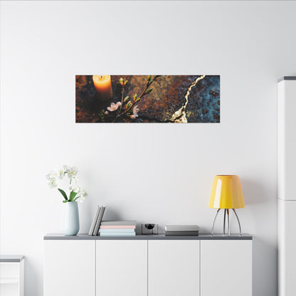 Kintsugi Rust Patina in Candlelight | Gold Repair Canvas Art