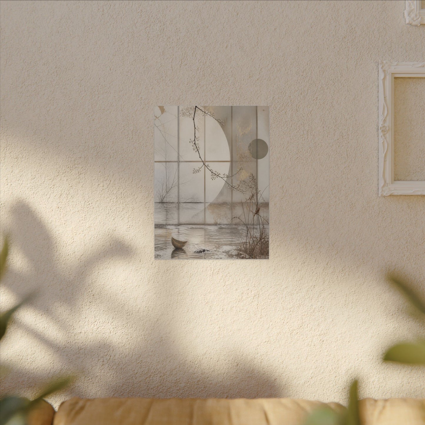Winter Shoji Screen Japanese Pattern Canvas Art | Elegant Decor