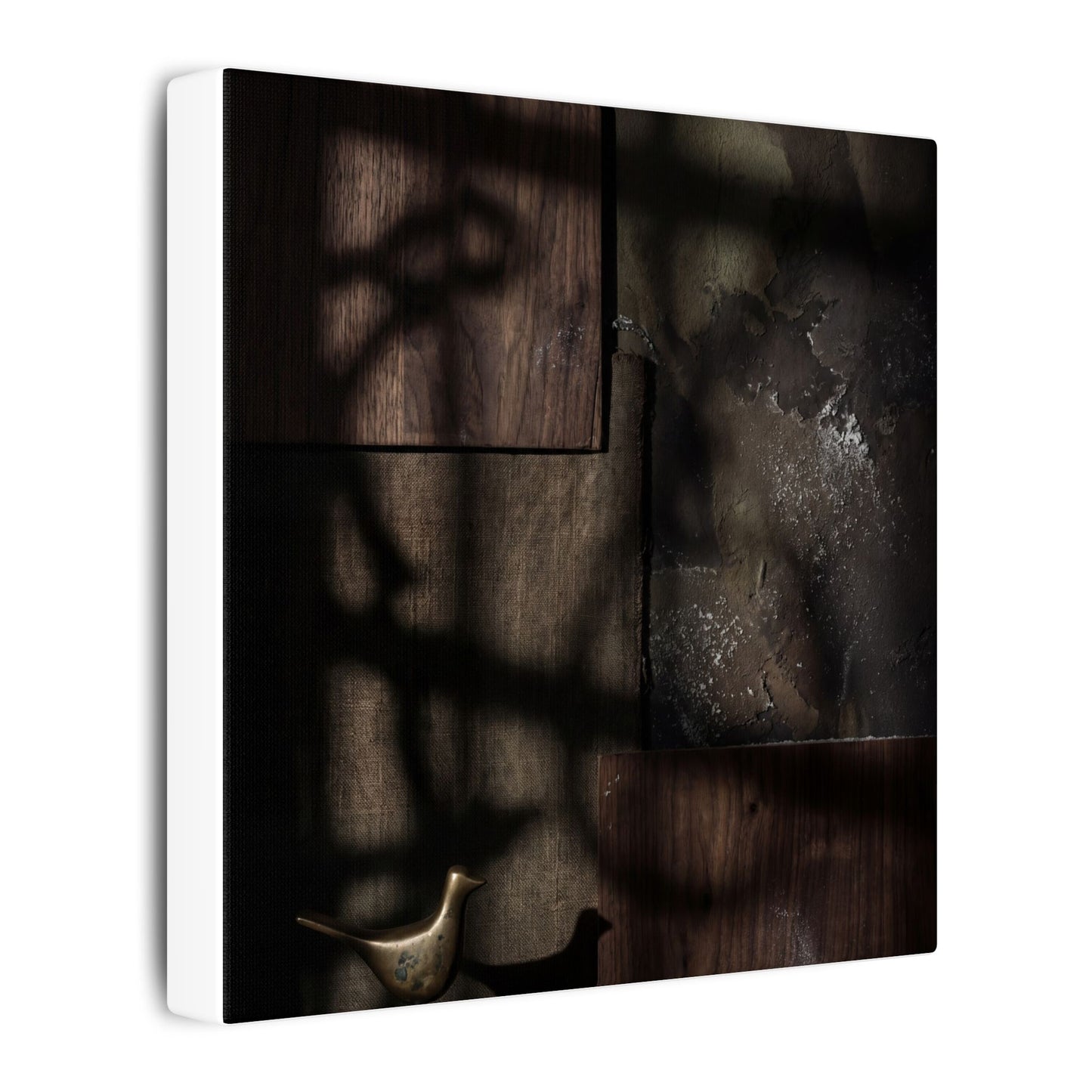 Dark Japandi Shadow Play in Candlelight | Dark Texture Canvas Art