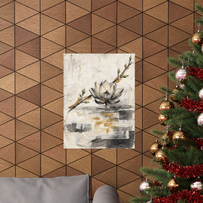 Seijaku Lotus Flower Wall Art Print - Japandi Texture