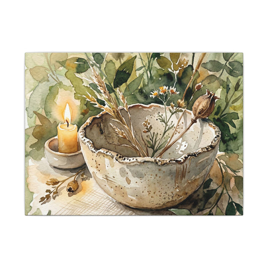 Ceramic Bowl Summer Canvas Art | Japandi Elegant Design