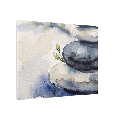 River Stones Watercolor Canvas Art | Cozy Japandi Art