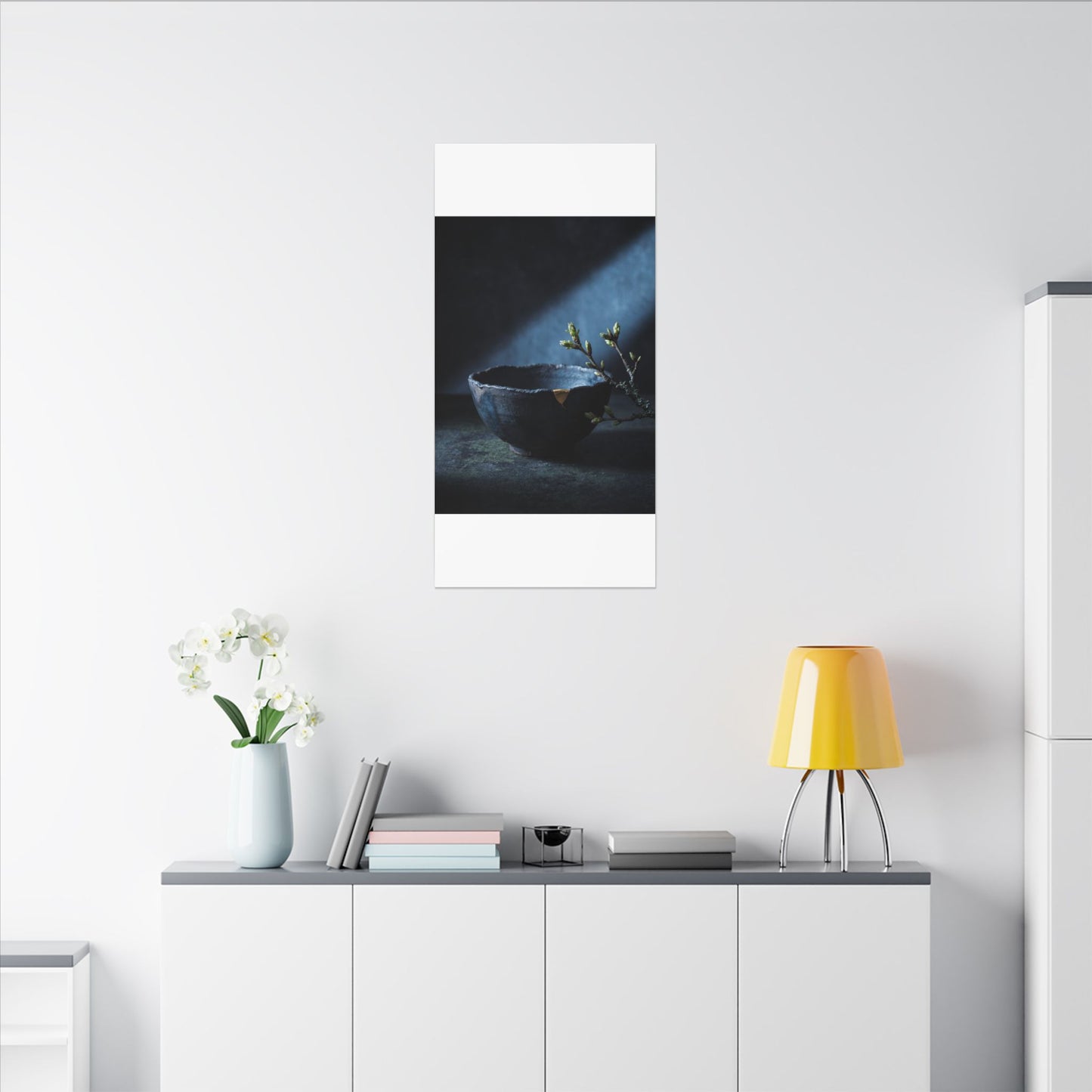 Sophisticated Ceramic Bowl Canvas Art - Shadow Zen Dark Japandi