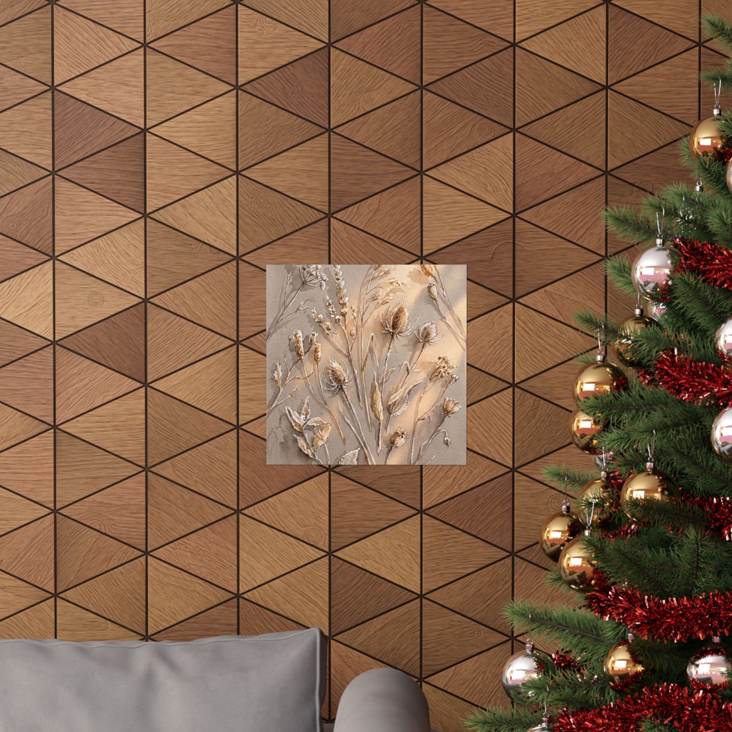 Dried Flowers Winter Wall Art Print | Japandi Earthy Design