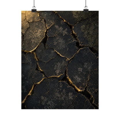 Cracked Earth Shadow Zen Wall Art Print | Atmospheric Dark Japandi Art