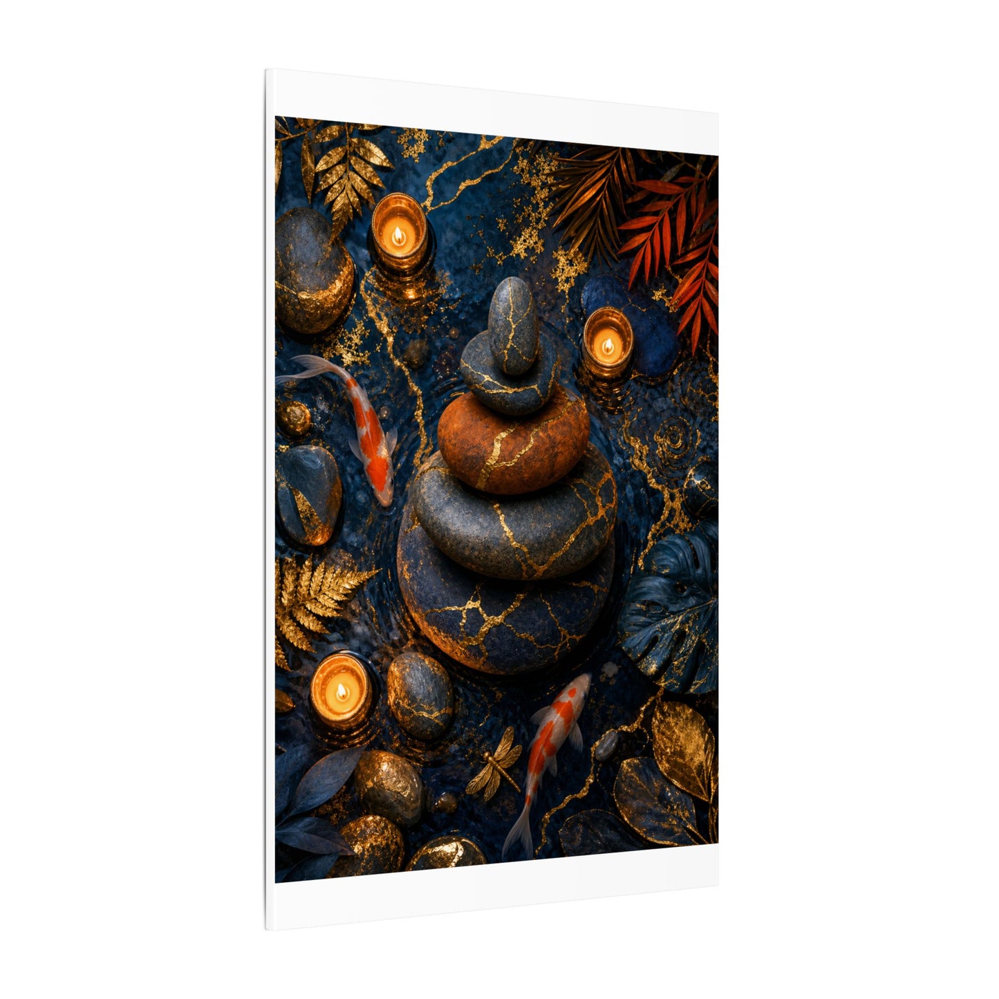 Summer River Stones Gold Vein Canvas Art | Resilient Decor