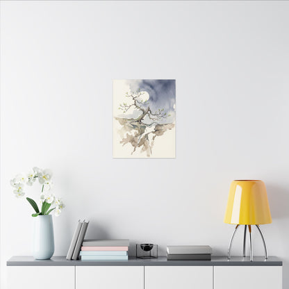 Moonlight Pine Tree Canvas Art - Japandi Ma