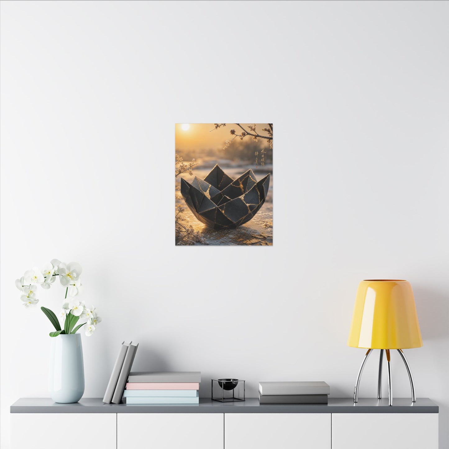 Kintsugi Paper Fold in Golden Hour | Gold Repair Canvas Art
