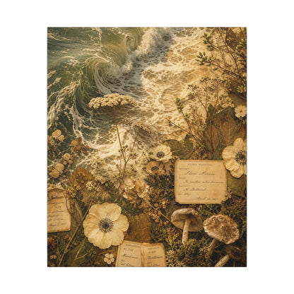 Spring Ocean Wave Herbarium Canvas Art | Nostalgic Decor