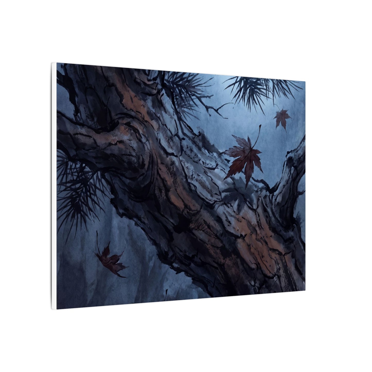 Atmospheric Pine Tree Canvas Art - Shadow Zen Dark Japandi