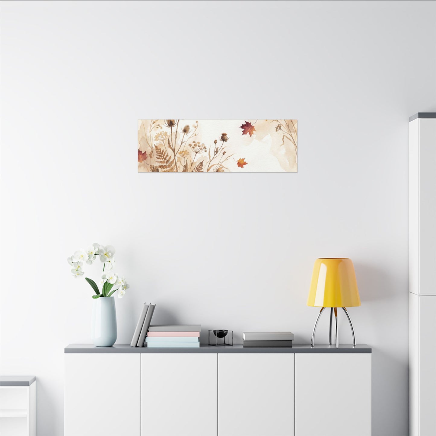 Dried Flowers Canvas Art | Autumn Japandi Watercolor Art