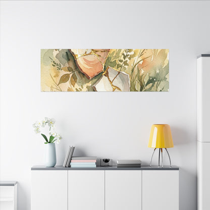 Japandi Broken Pottery in Golden Hour | Watercolor Canvas Art
