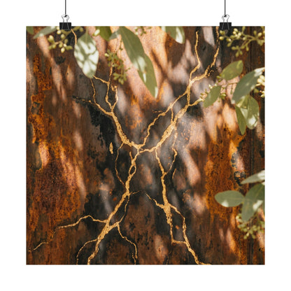 Rust Patina Gold Vein Wall Art Print | Artful Kintsugi Art