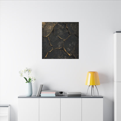 Cracked Earth Canvas Art | Winter Dark Japandi Shadow Zen Art