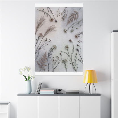 Dried Flowers Japanese Pattern Canvas Art | Elegant Japandi Art