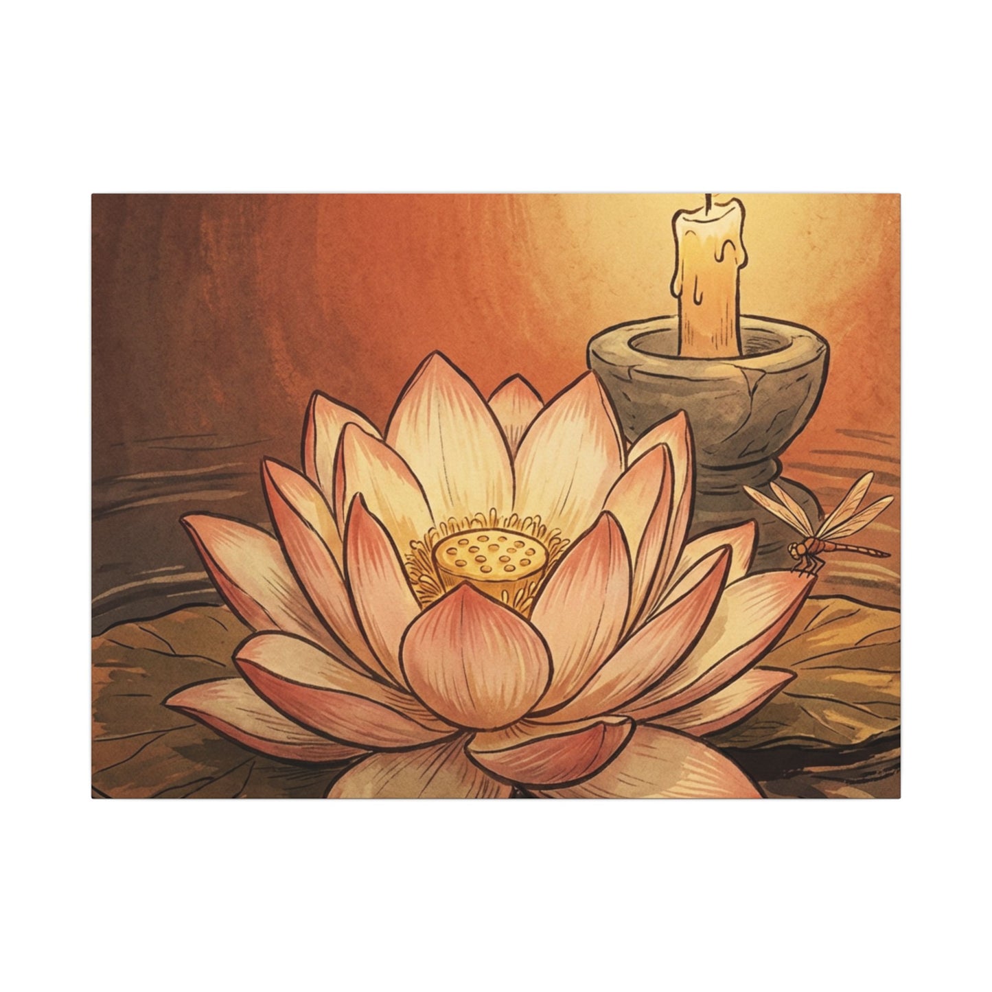 Lotus Flower Summer Canvas Art | Zen Contemplative Design