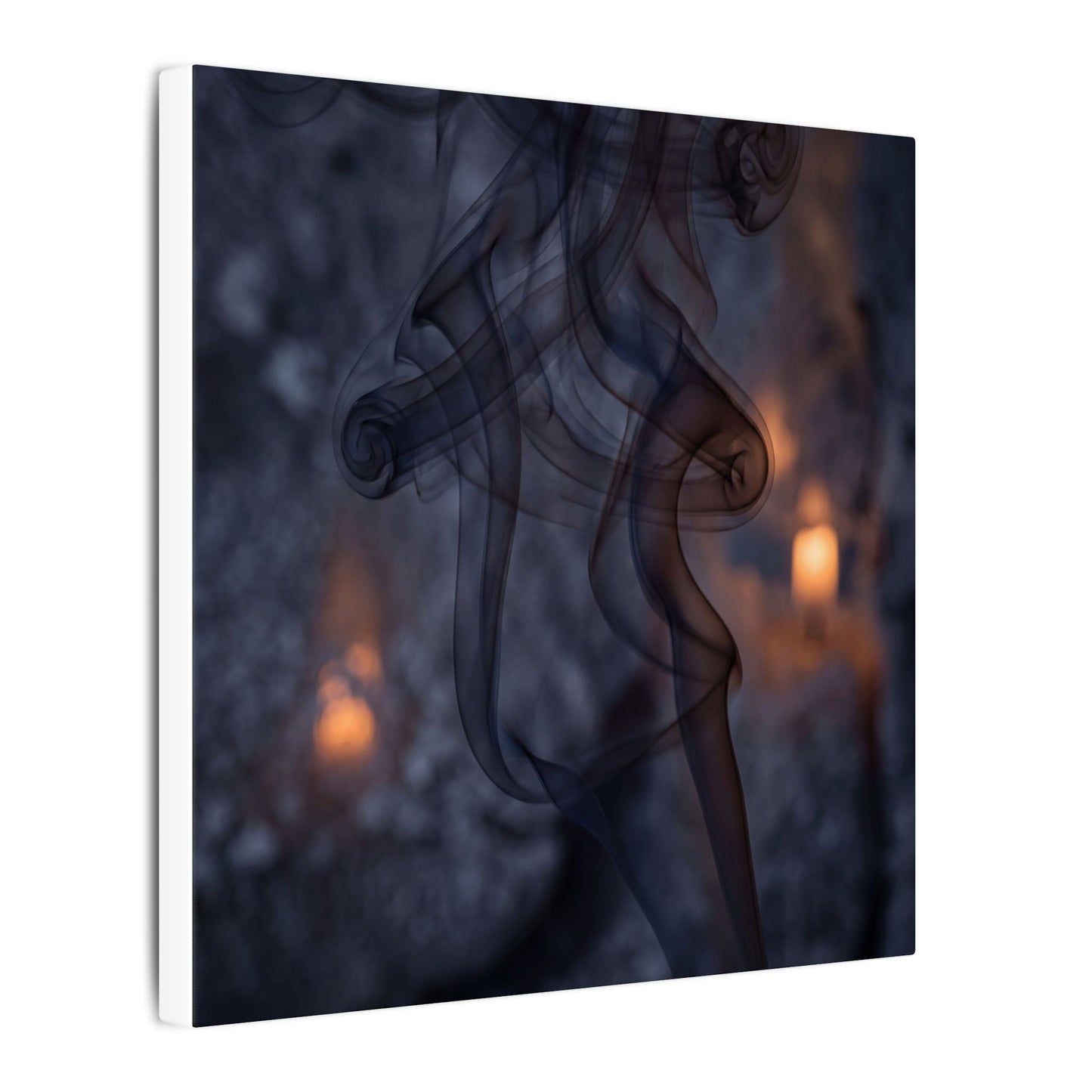 Incense Smoke Winter Canvas Art | Dark Japandi Sophisticated Design