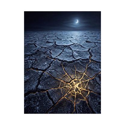 Artful Cracked Earth Wall Art Print - Gold Vein Kintsugi