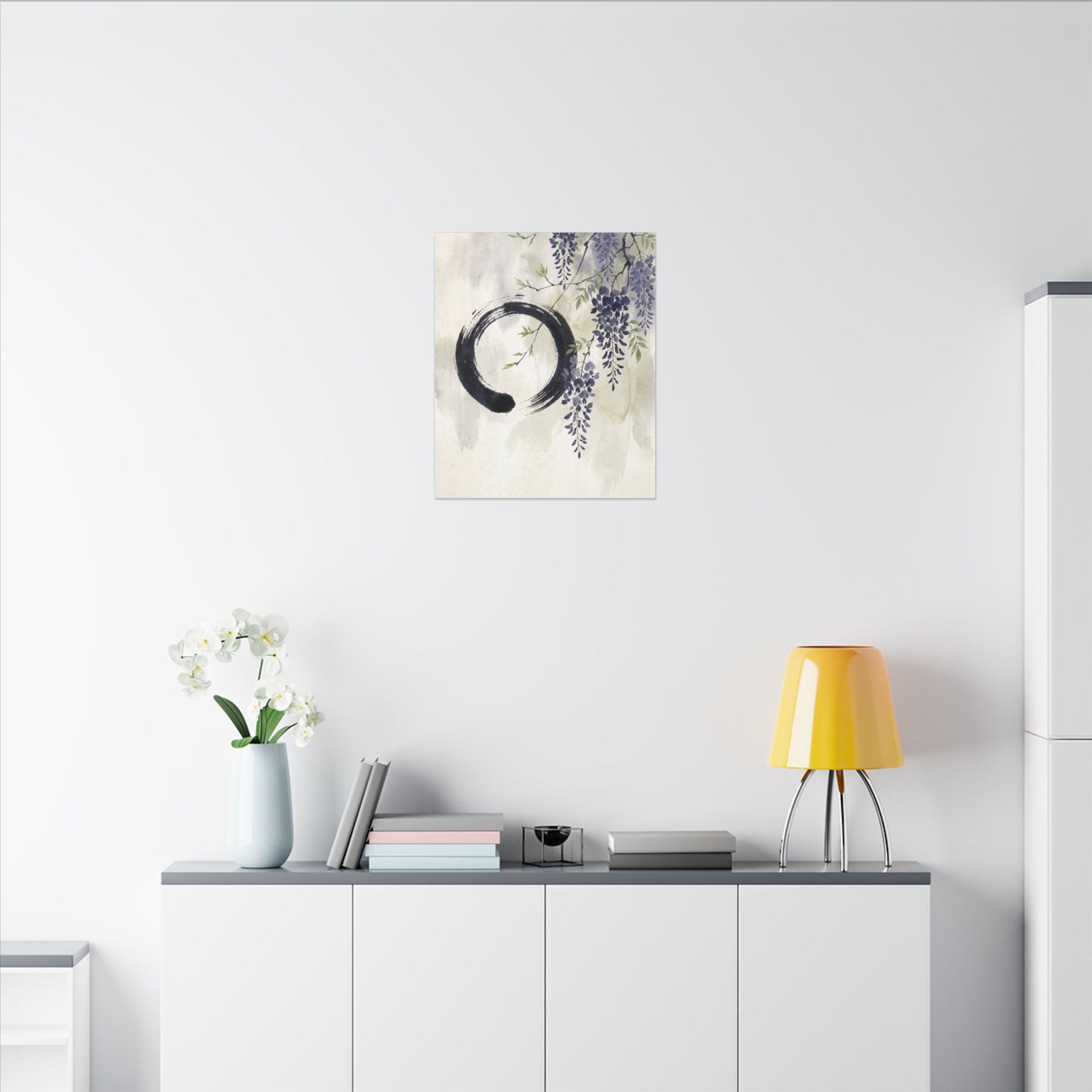 Wisteria Enso Canvas Art | Serene Zen Art