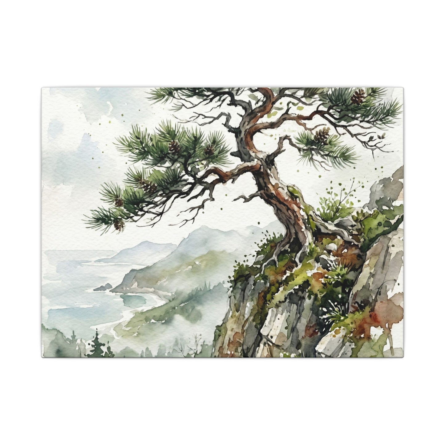 Pine Tree Spring Canvas Art | Japandi Neutral Design