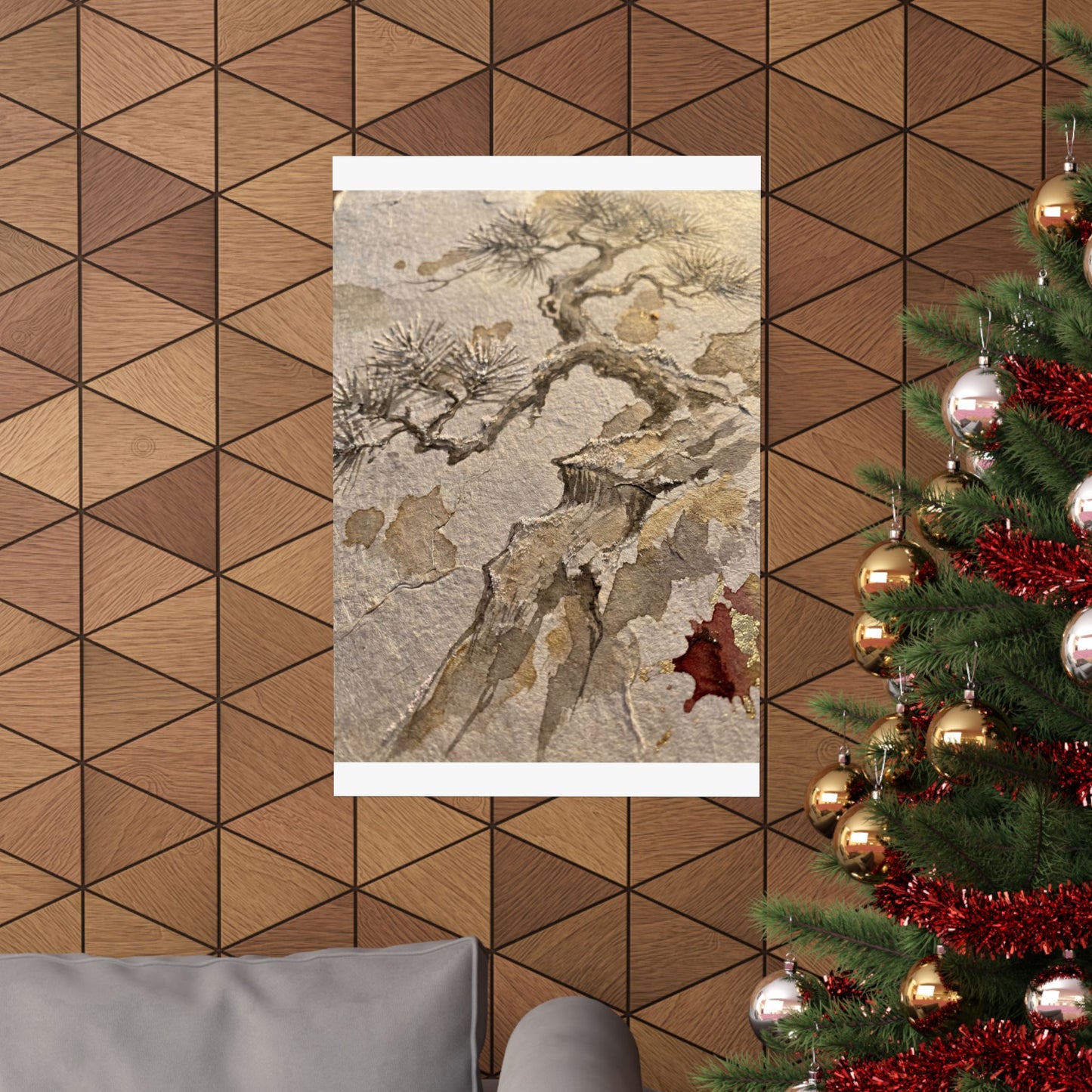 Pine Tree Winter Wall Art Print | Japandi Elegant Design