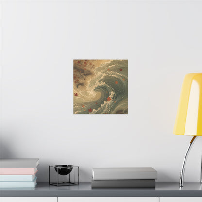 Japandi Ocean Wave in Candlelight | Japanese Pattern Canvas Art