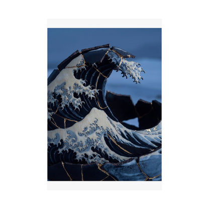 Winter Ocean Wave Gold Repair Wall Art Print | Resilient Decor