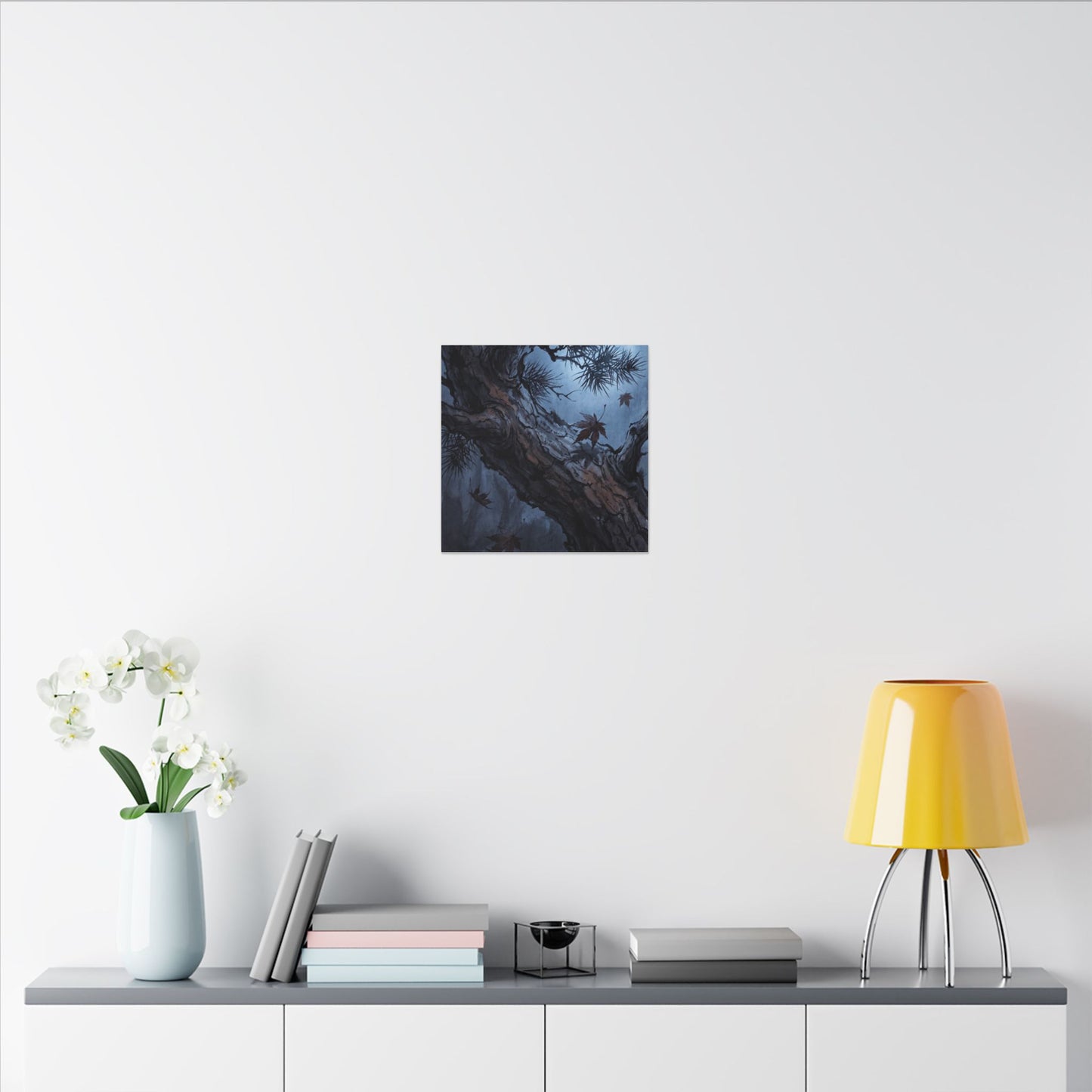 Atmospheric Pine Tree Canvas Art - Shadow Zen Dark Japandi