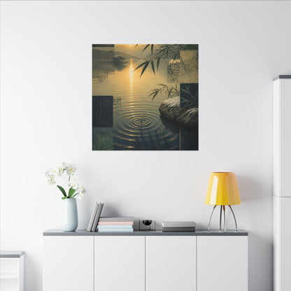 Zen Water Ripple in Golden Hour | Ukiyo E Inspired Canvas Art